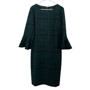 Liz Claiborne Shift Dress with Bell Sleeves Forest Green